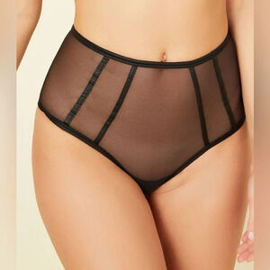Cosabella Black Sardegna High Waisted Mesh Bikini. Faux leather trim. New. Small